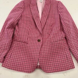 Pink houndstooth one button blazer